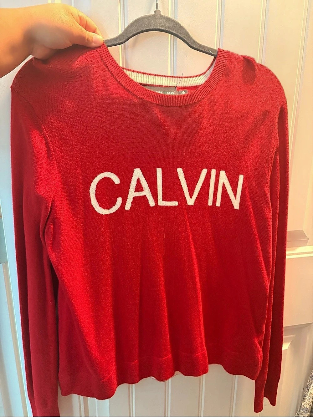 Calvin Klein Jeans Barbados Cherry Crewneck Sweater in Red Size Large NWT